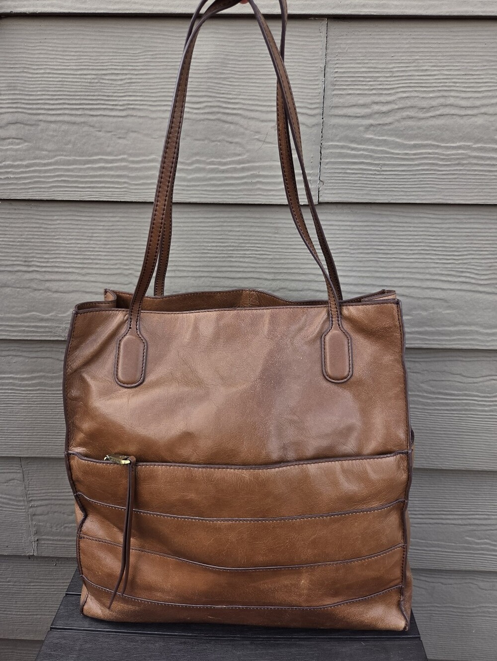 HOBO International Vintage Leather Friar Tote Shoulder Bag Brown Large Purse
